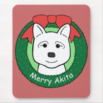 Akita Christmas Mouse Pad