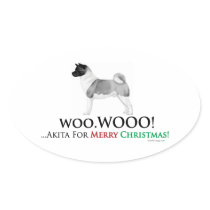 Akita Christmas Oval Sticker