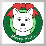 Akita Christmas Print