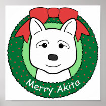 Akita Christmas Print