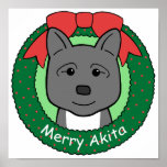 Akita Christmas Print