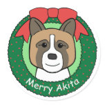 Akita Christmas Round Stickers