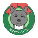 Akita Christmas Round Stickers
