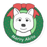 Akita Christmas Round Sticker