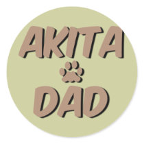 akita dad round stickers