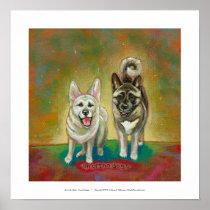 Akita dog art happy dogs fun painting Unorthodogs