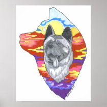 Akita Dual Head Portrait Poster