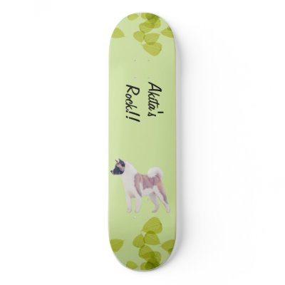 Akita ~ Green Leaves Desgn Custom Skate Board by abquisto