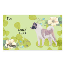 Akita ~ Green Leaves Desgn Rectangular Sticker