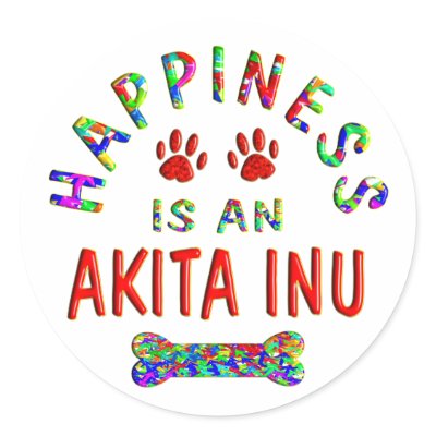 Akita Happiness Round Stickers by TLArnold4