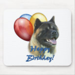 Akita Happy Birthday Balloons Mouse Pads