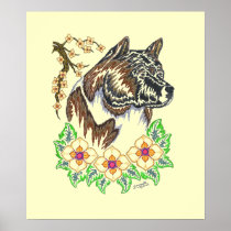 Akita head portrait print