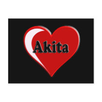 Akita Heart Dog Lover Gifts Post Cards