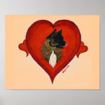 Akita heart print