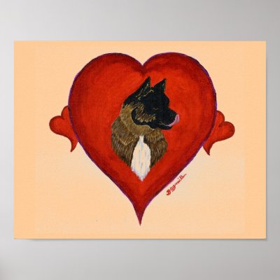Akita heart print by hbaymiller