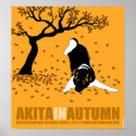 Akita In Autumn (30" x 32.5") posters