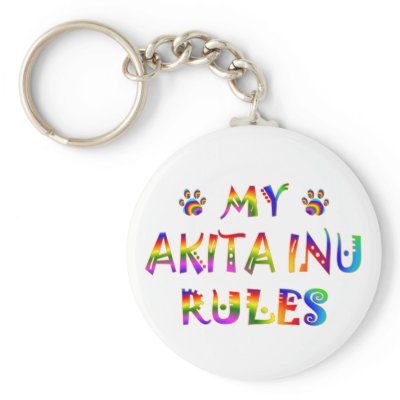 Akita Inu Rules Fun Keychains by mydogrules
