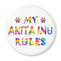 Akita Inu Rules Fun Magnets