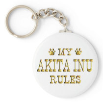 Akita Inu Rules Gold Key Chain