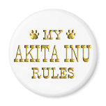 Akita Inu Rules Gold Magnet