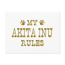 Akita Inu Rules Gold Post Card
