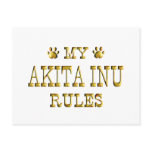 Akita Inu Rules Gold postcards