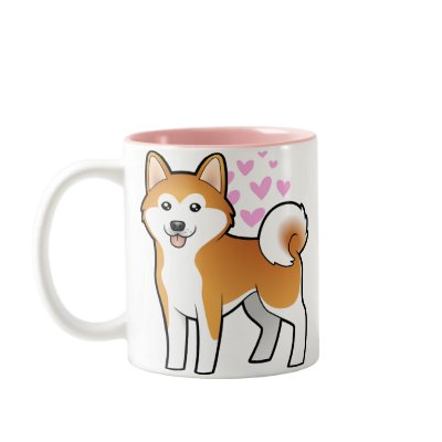 Akita Inu / Shiba Inu Love Coffee Mug by CartoonizeMyPet