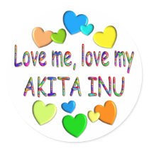 AKITA INU ROUND STICKER