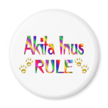 Akita Inus Rule Refrigerator Magnet