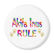 Akita Inus Rule Refrigerator Magnet