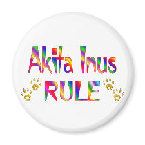 Akita Inus Rule Refrigerator Magnets