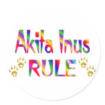 Akita Inus Rule Round Stickers