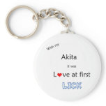 Akita Love at First Lick Keychain