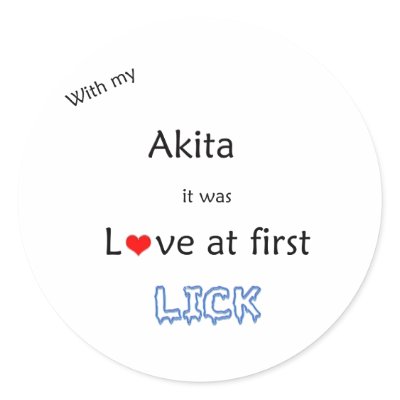 Akita Love at First Lick Sticker by GreyWolfCreation