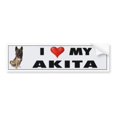 Akita Love Sticker Bumper Sticker by cartoondogs