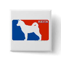 Akita Major League Dog Button