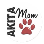 Akita Mom 2 Round Stickers