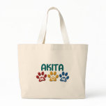 AKITA MOM Paw Print Tote Bag