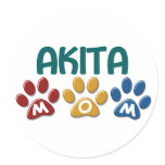 AKITA MOM Paw Print Round Sticker