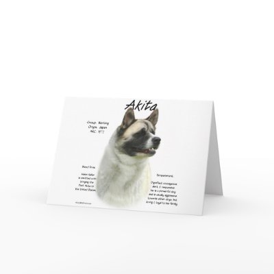 Akita (pinto) History Design Greeting Cards by GreyWolfCreation