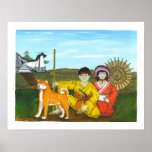 akita princess and samurai print