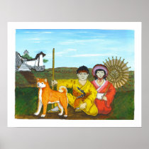 akita princess and samurai print