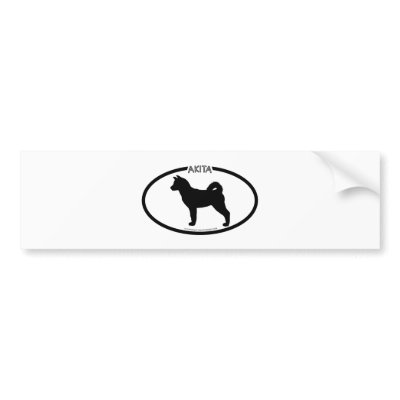 Akita Silhouette Black Bumper Sticker by dogsilhouettes