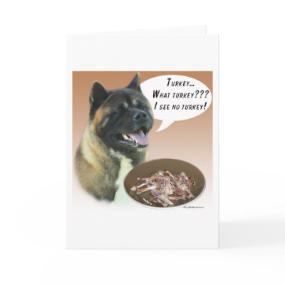 Akita Turkey Greeting Card by GreyWolfCreation