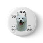Akita (wht) History Design Pinback Button