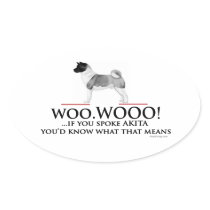 Akita Woo Woo Oval Sticker