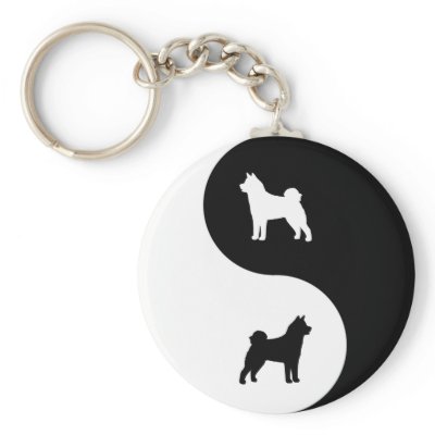 Akita Yin Yang Keychains by dogwiregifts