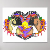 Akitas inside a Heart Posters