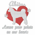 Akitas Leave Paw Prints Embroidered Shirt (LS) embroidered shirts