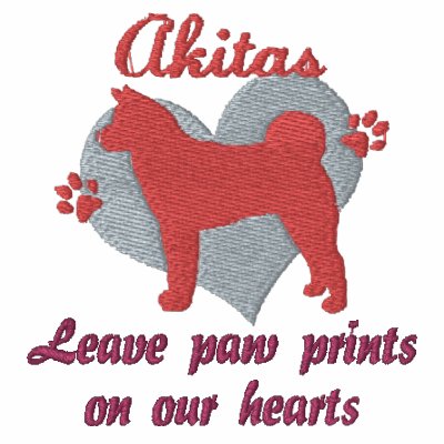 Akitas Leave Paw Prints Embroidered Shirt (LS) by MenagerieMayhem